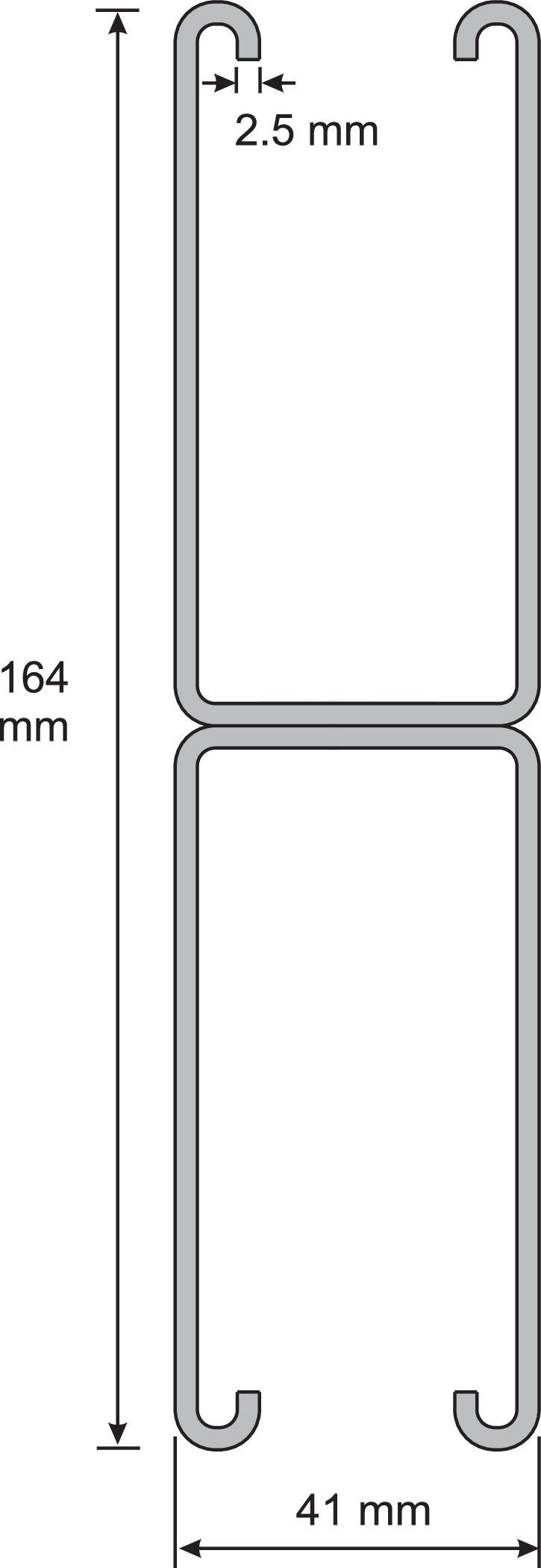 Rail profilé CH - lourd CH-20/2/6-41x164