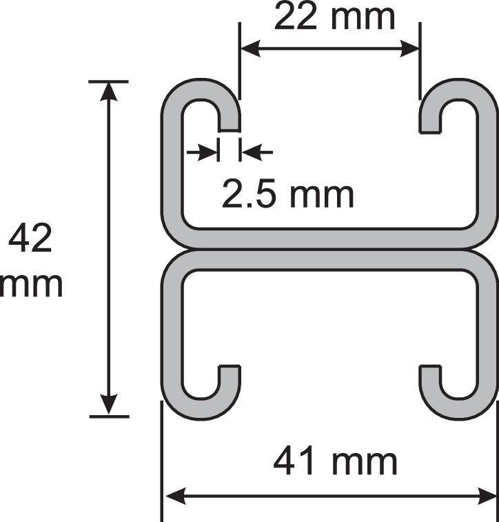Tragschienen CH-schwer CH-13 / 2 / 6-41x42