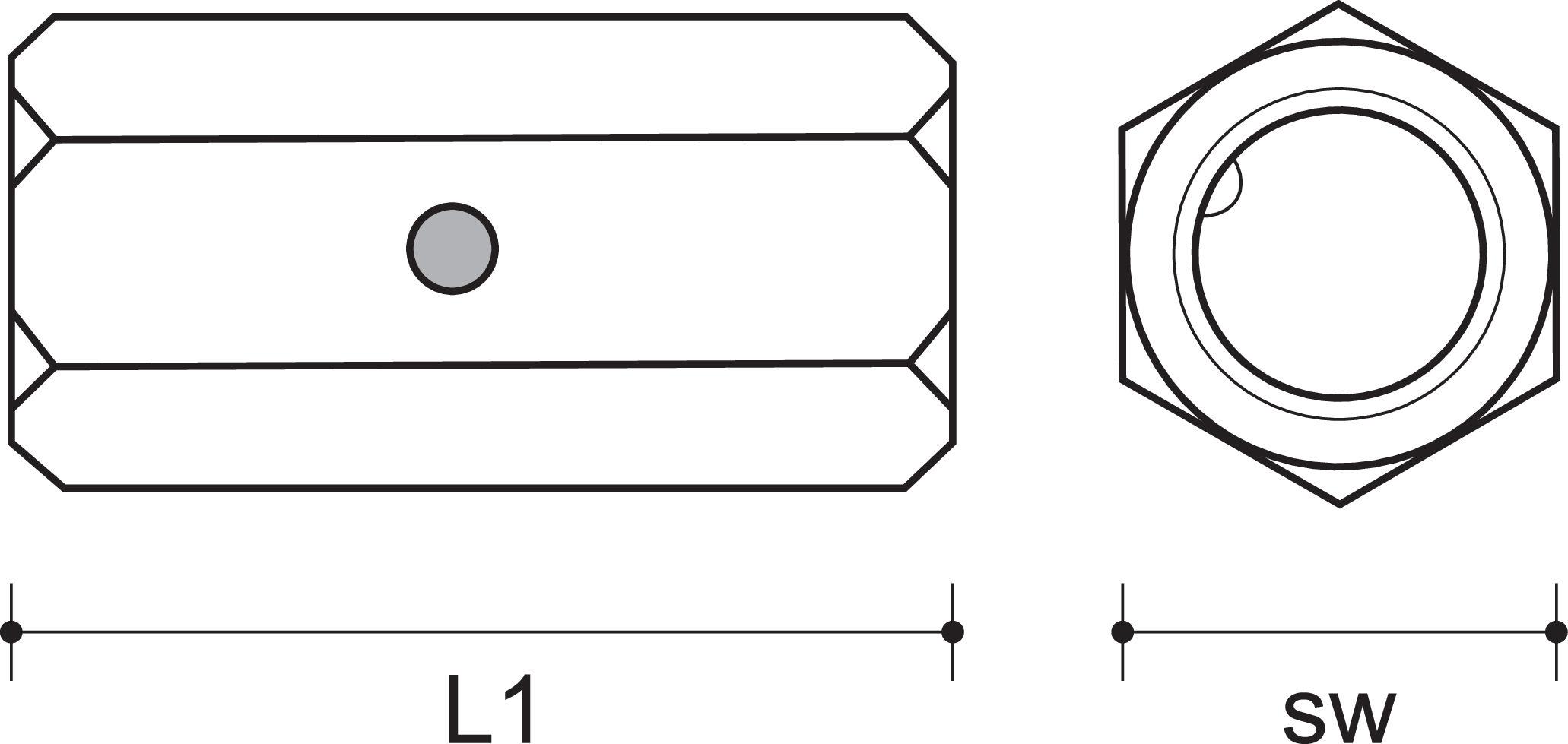 Langmutter mit Stop LMS